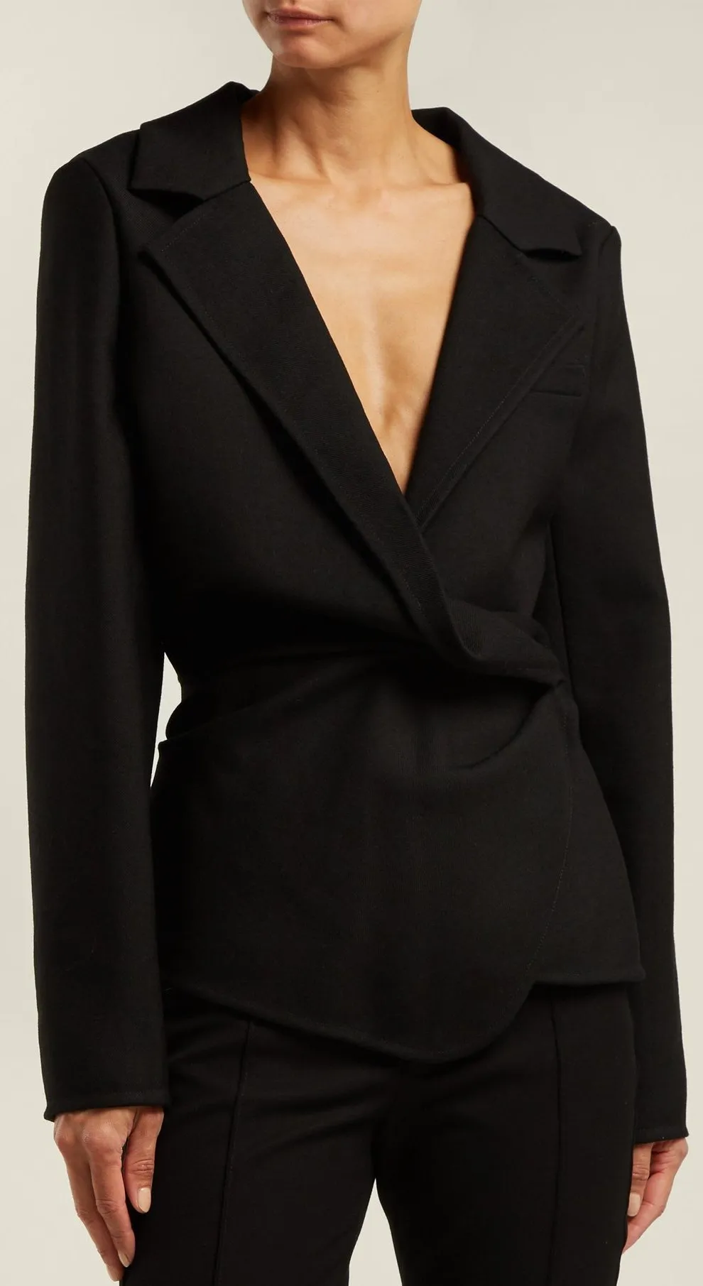 'Veste Baija' Double-Breasted Drape Wool Jacket