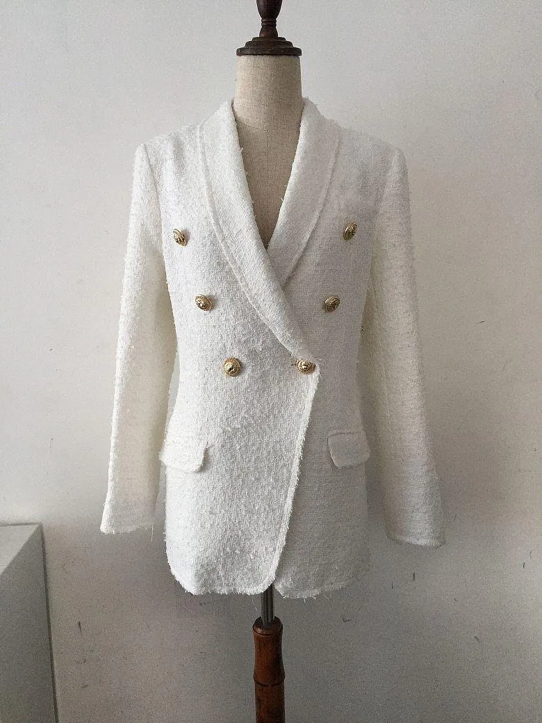 White Tweed Blazer For Women