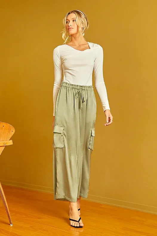 Wide Leg Cargo Pants Cactus