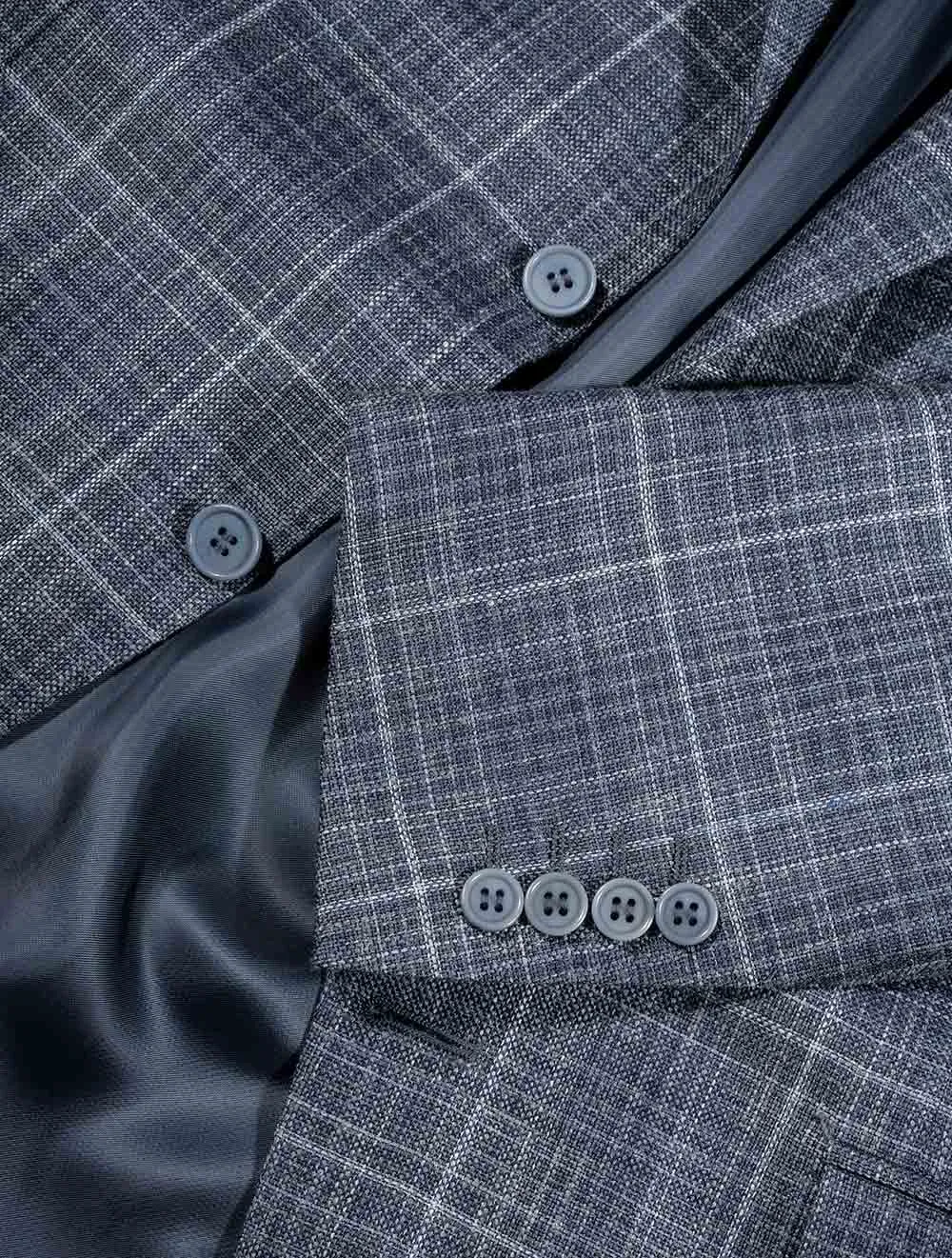 Window Pane Check Jacket Blue