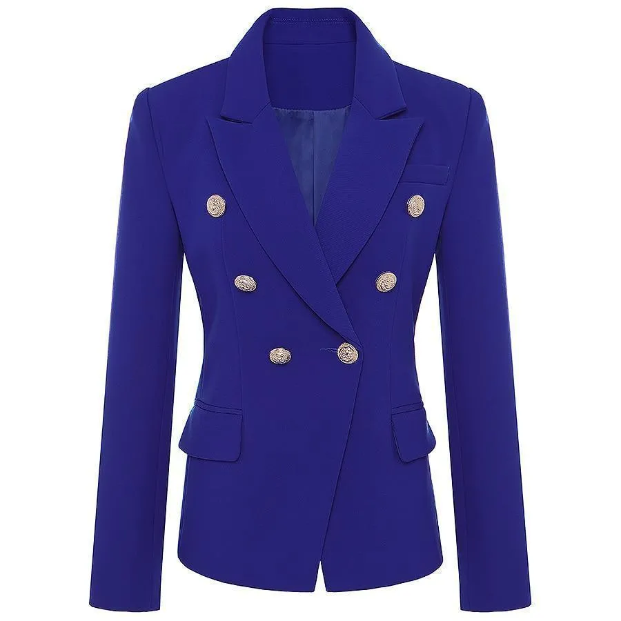 Women Blazer, Double Breast Blazer, Blue