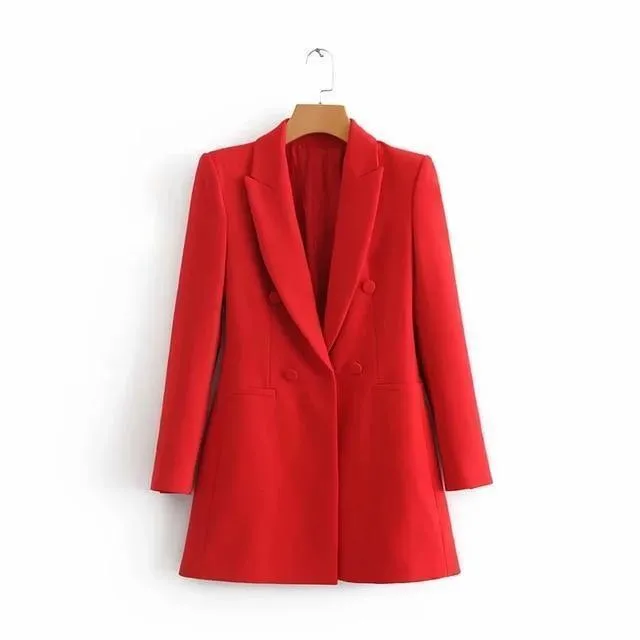 Women Blazer Red Long Blazer