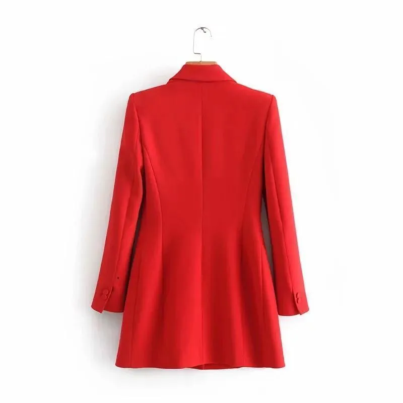 Women Blazer Red Long Blazer