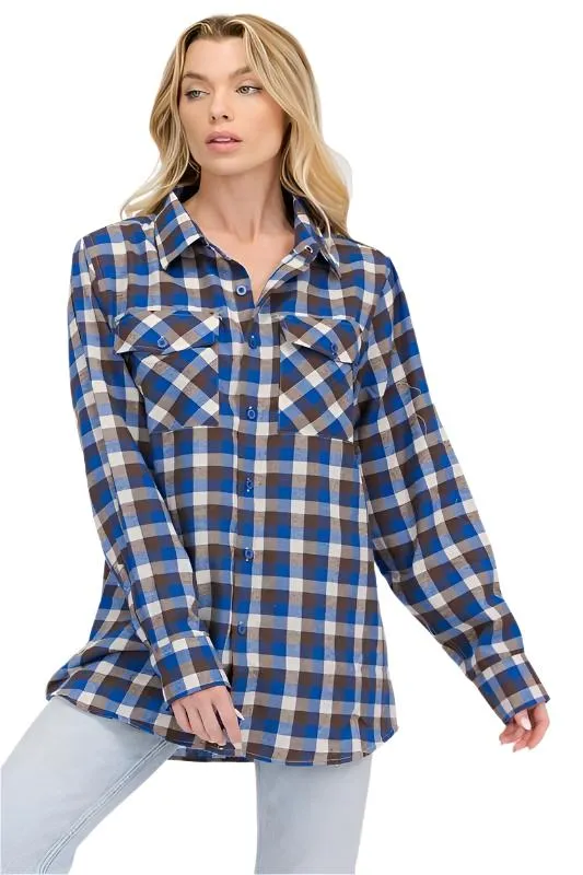 Womens Boyfriend Plaid Flannel Shirts