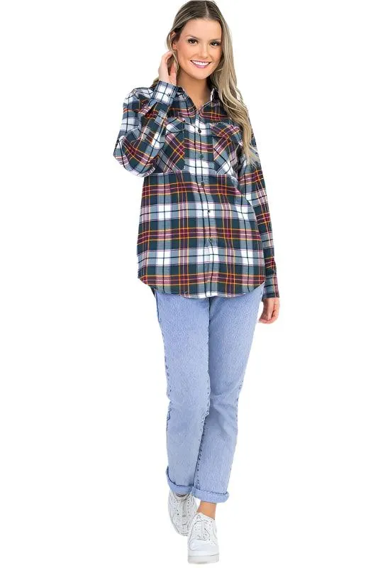 Womens Boyfriend Plaid Flannel Shirts