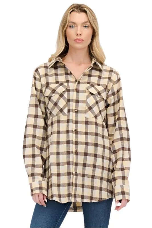 Womens Boyfriend Plaid Flannel Shirts