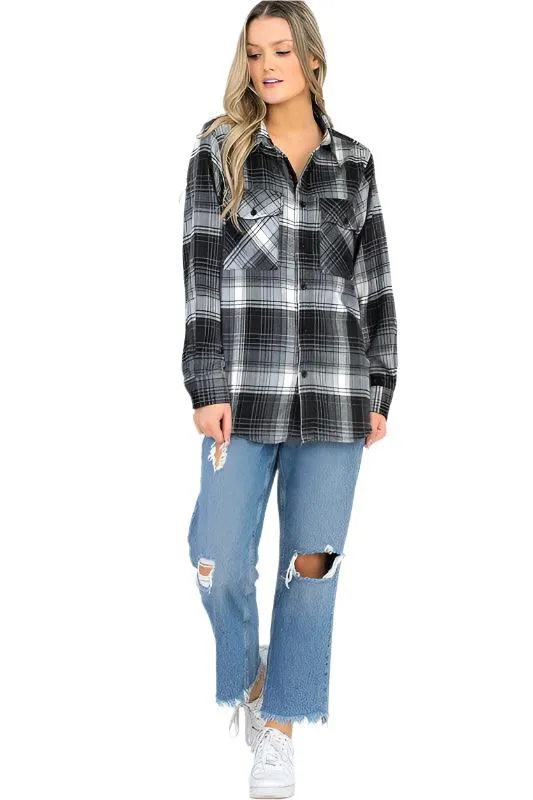 Womens Boyfriend Plaid Flannel Shirts