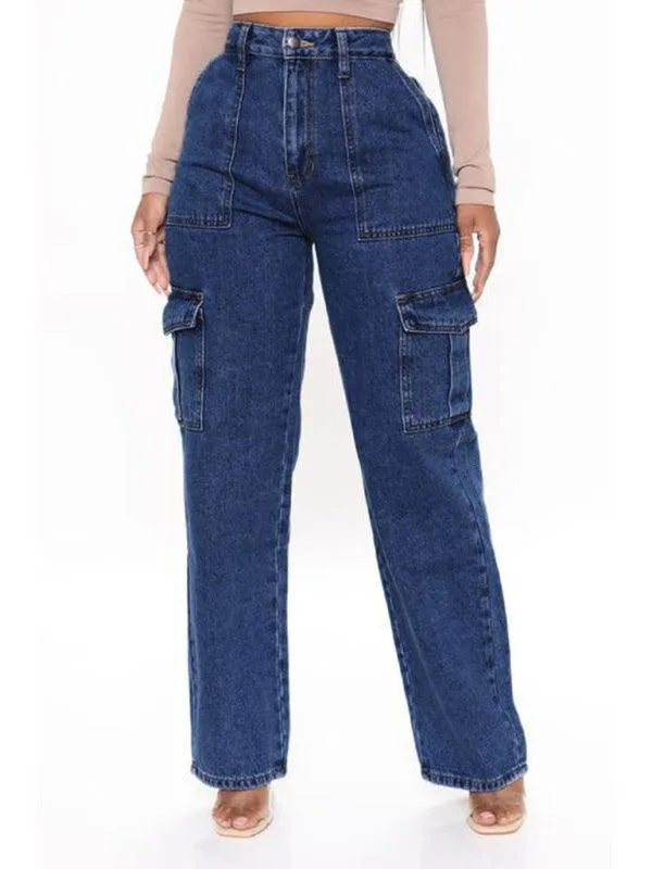 Women's Wide Legs Cargo Jeans