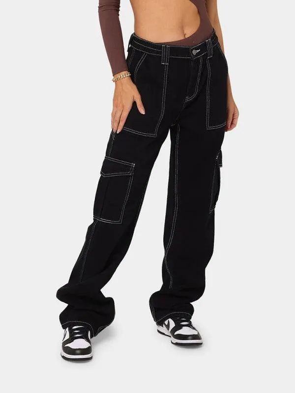 Women's Wide Legs Cargo Jeans