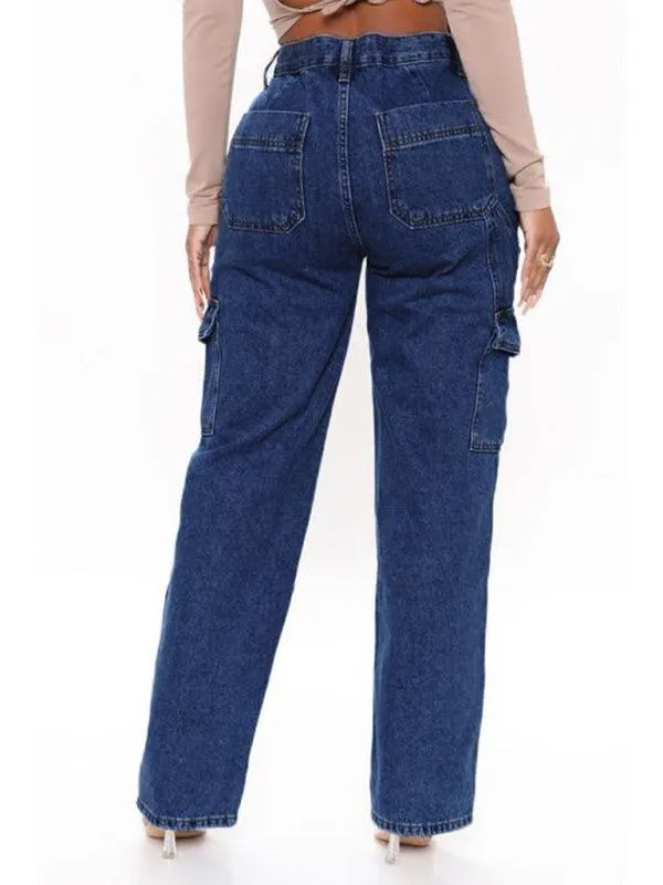 Women's Wide Legs Cargo Jeans