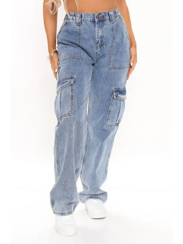 Women's Wide Legs Cargo Jeans