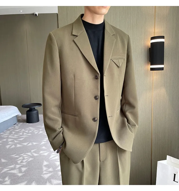 xiangtuibao Male Business Office Dress Suit Jacket Blazers Men Korean Streetwear Fashion Loose Casual Vintage Blazer Coat Suit