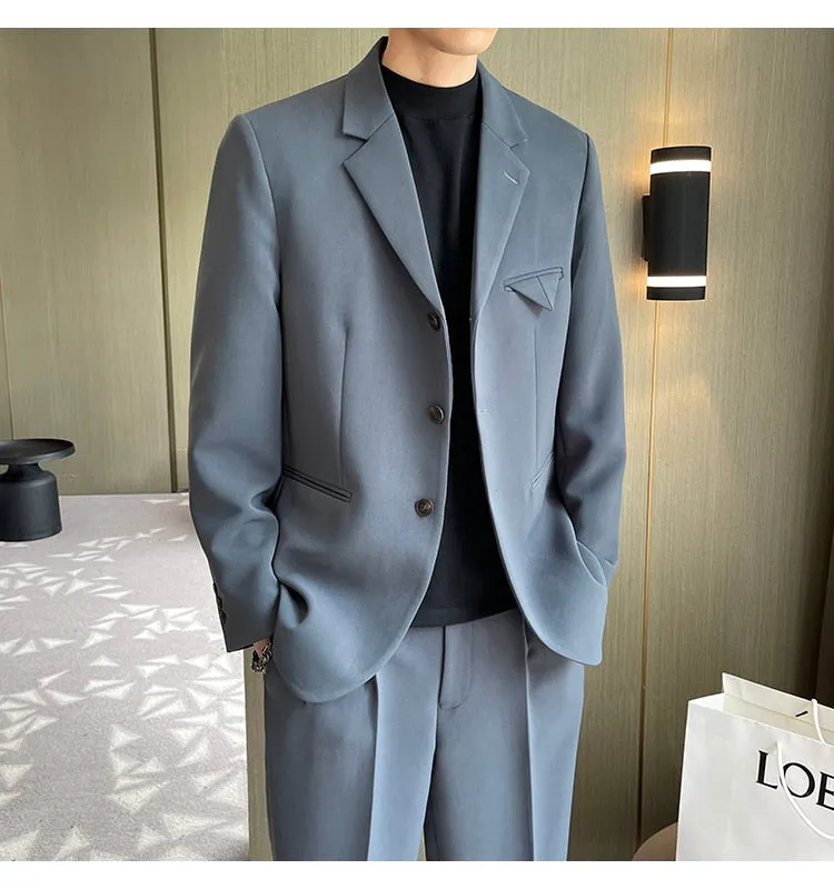 xiangtuibao Male Business Office Dress Suit Jacket Blazers Men Korean Streetwear Fashion Loose Casual Vintage Blazer Coat Suit