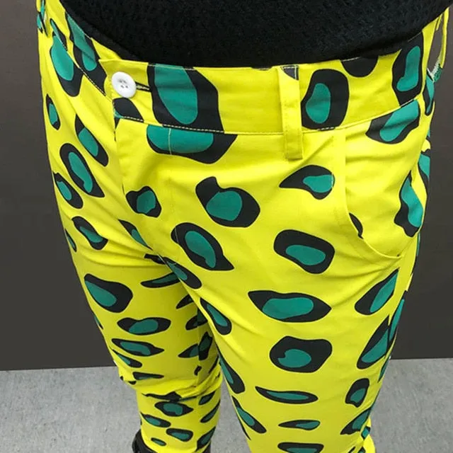 Yellow Blue Bubble Printed Pants